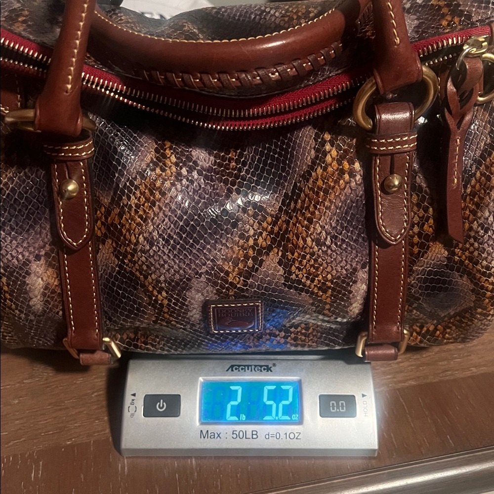 Dooney & Bourke Brown, Gold and Gray Exotic Python Satchel - Picture 13 of 13